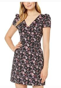 Adrianna Papell Dress Womens 0 Floral Jacquard Short Sleeve Fit Flare Party